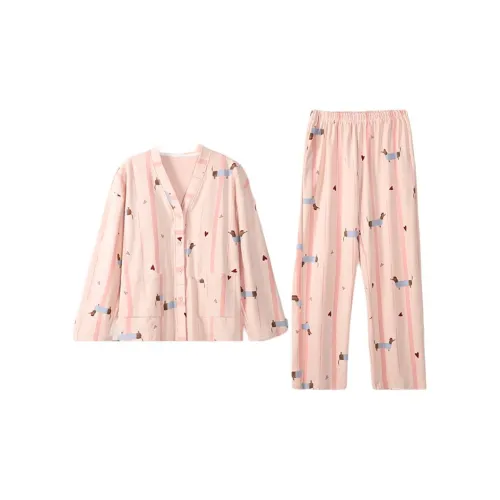 ZAO FU NIAO Pajama Set Women's Peach Pink