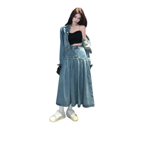 Icicofficial Skirt Set Women's Denim Blue