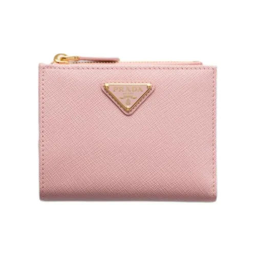 PRADA Saffiano Calfskin Wallet Small Size Women's Pink