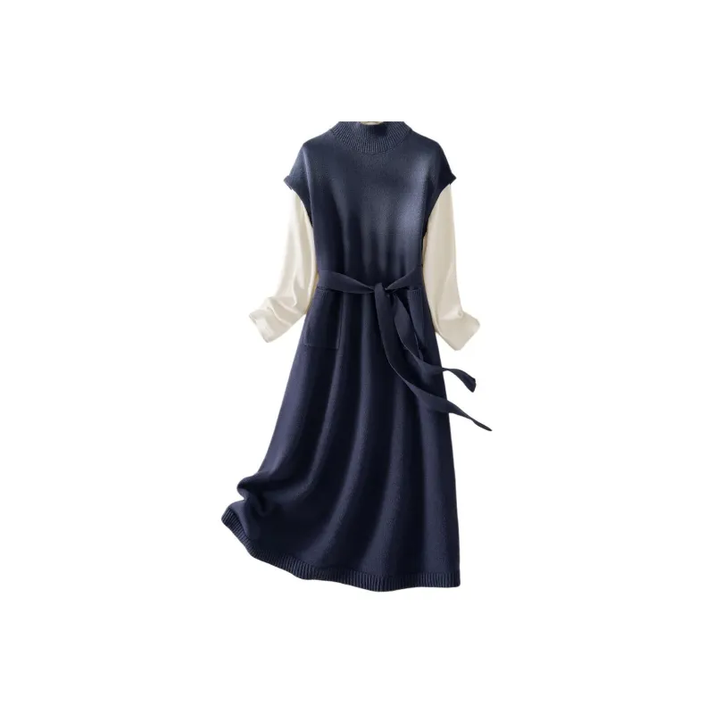 IHIMI Sleeveless Dress Women's Navy Blue-1