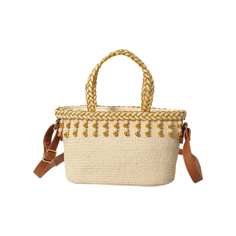 JIANGLIDA Woven Crossbody One Shoulder Handbags Regular Women's Ecru/Khaki-1