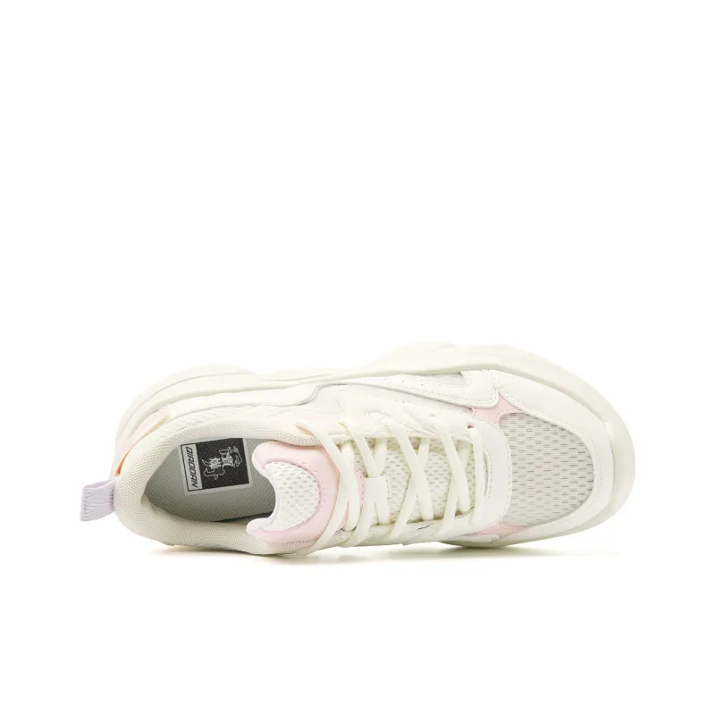 QIAODAN Anti Slip Wear Resistant Low Top Casual Shoes Women's Beige Pink-3