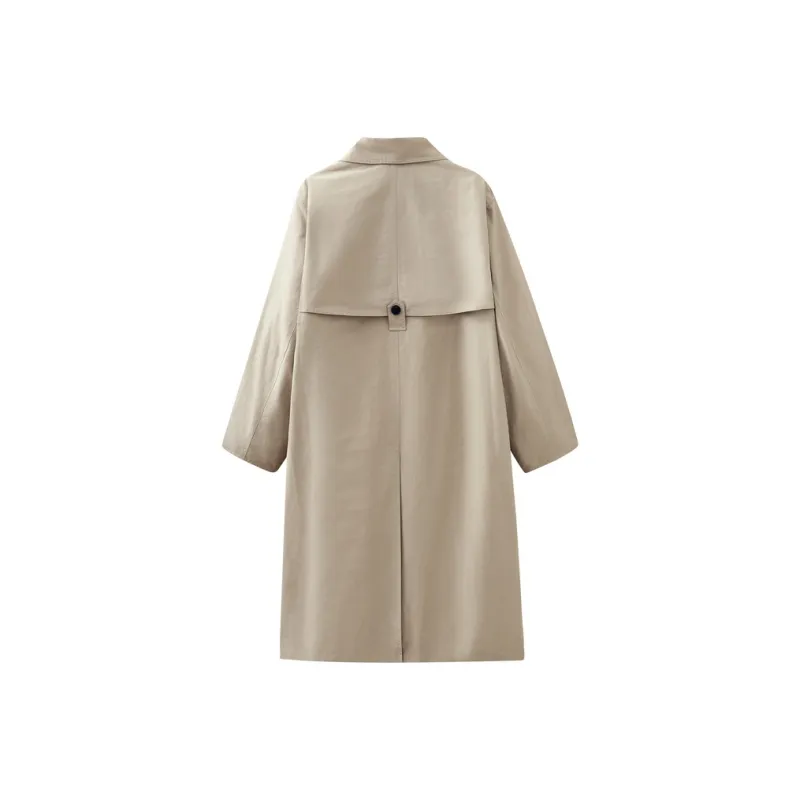 SHUIYUNJIAN Over The Knee Mid Length Lapel Trench Coat Women's Khaki-1