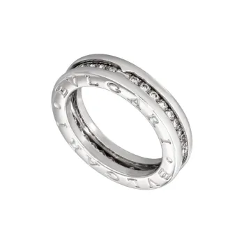 BVLGARI 18K White Gold Diamonds Rings Unisex Silver