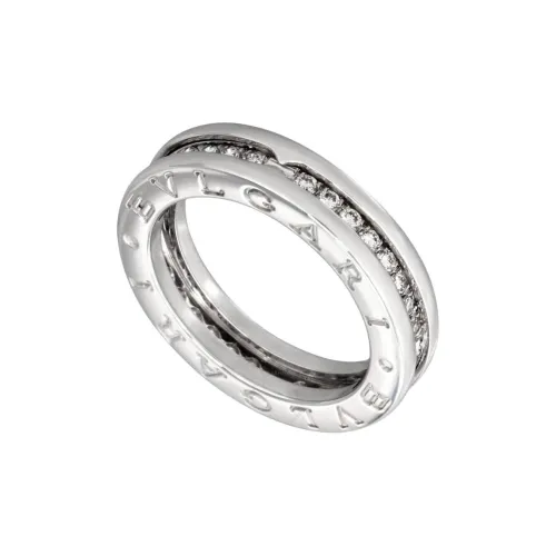 BVLGARI 18K White Gold Diamonds Rings Unisex Silver