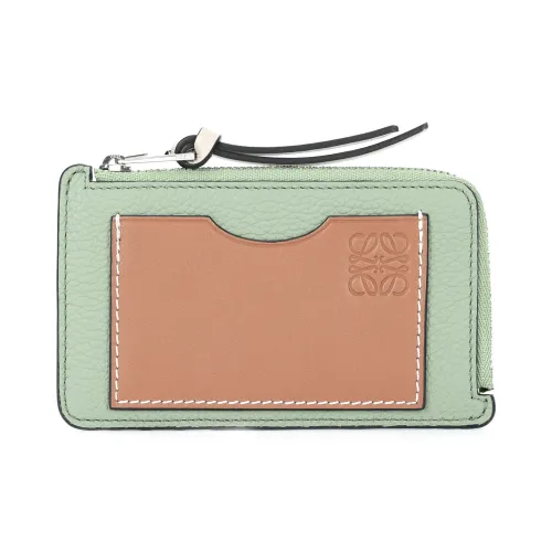 LOEWE Cow Leather Coin Card Holder Women's Thyme Green/Smoky Brown