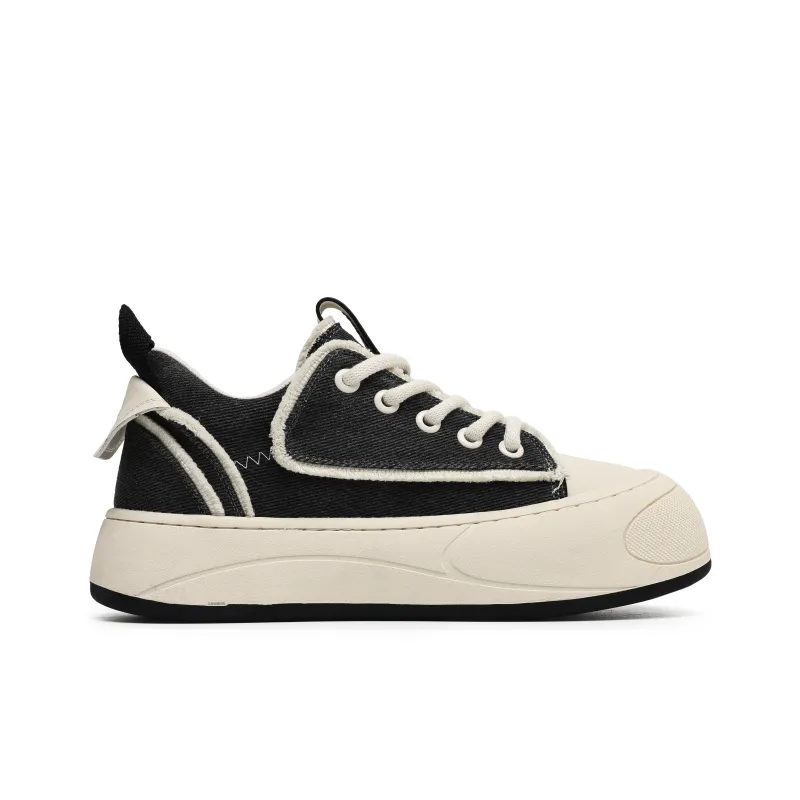 Hong Kong Meng Slip Resistant Breathable Height Increasing Low Top Skateboard Shoes Unisex Black-1