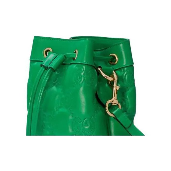 GUCCI GG Matelassé Leather Bucket Bags Shoulder Bag Crossbody Bag Women's Green-1