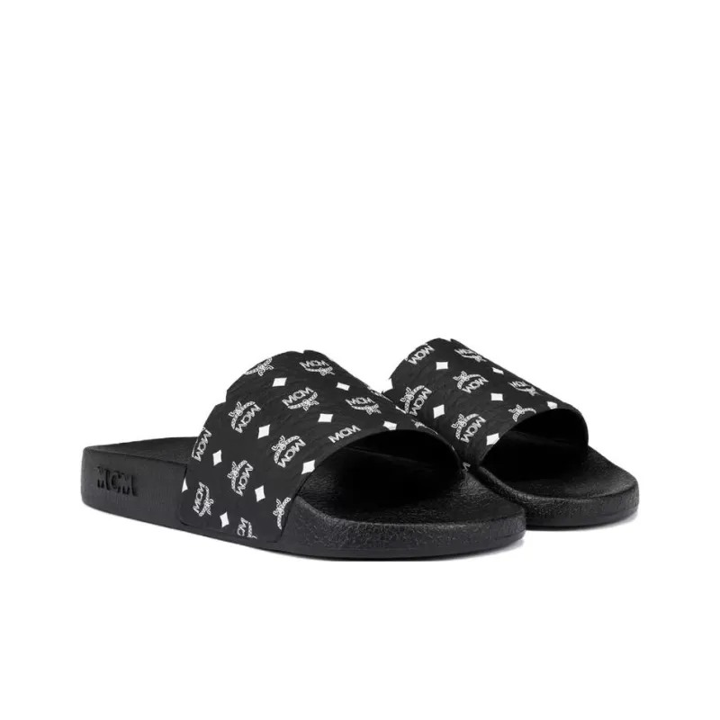 MCM Slide Slippers Women's Black-2