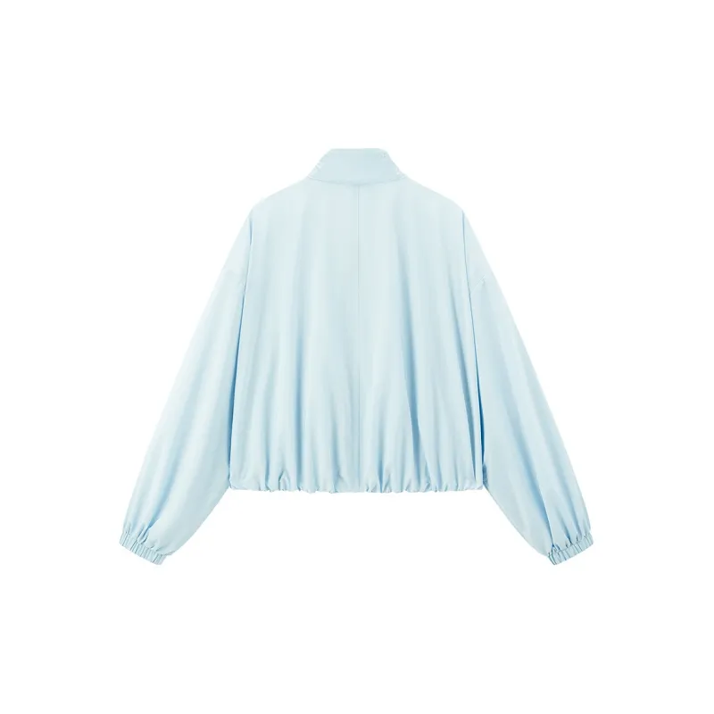 LEDIN x QIXIANSHENGMIAOXIAOJIE Cropped Coat Women's Ice Dew Blue-1