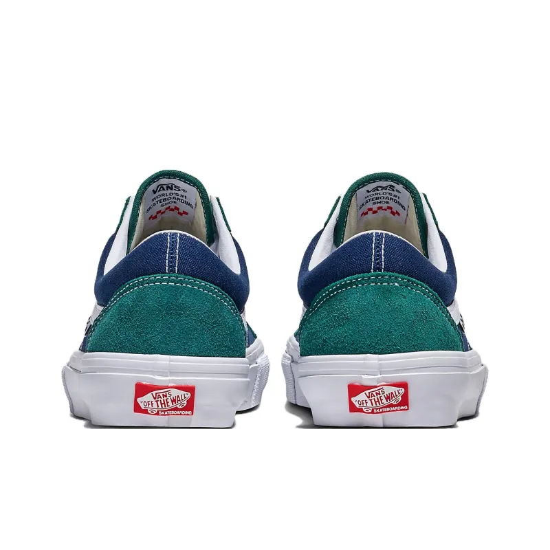 Vans Old Skool Anti Slip Wear Resistant Low Top Skateboard Shoes Unisex Blue Green-2