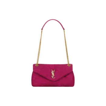 SAINT LAURENT Calypso Viscose & Metal Shoulder Bag Small Size Women's Red Berry
