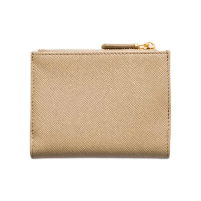 PRADA Saffiano Calfskin Wallet Trumpets Women's Sand With Caramel-2