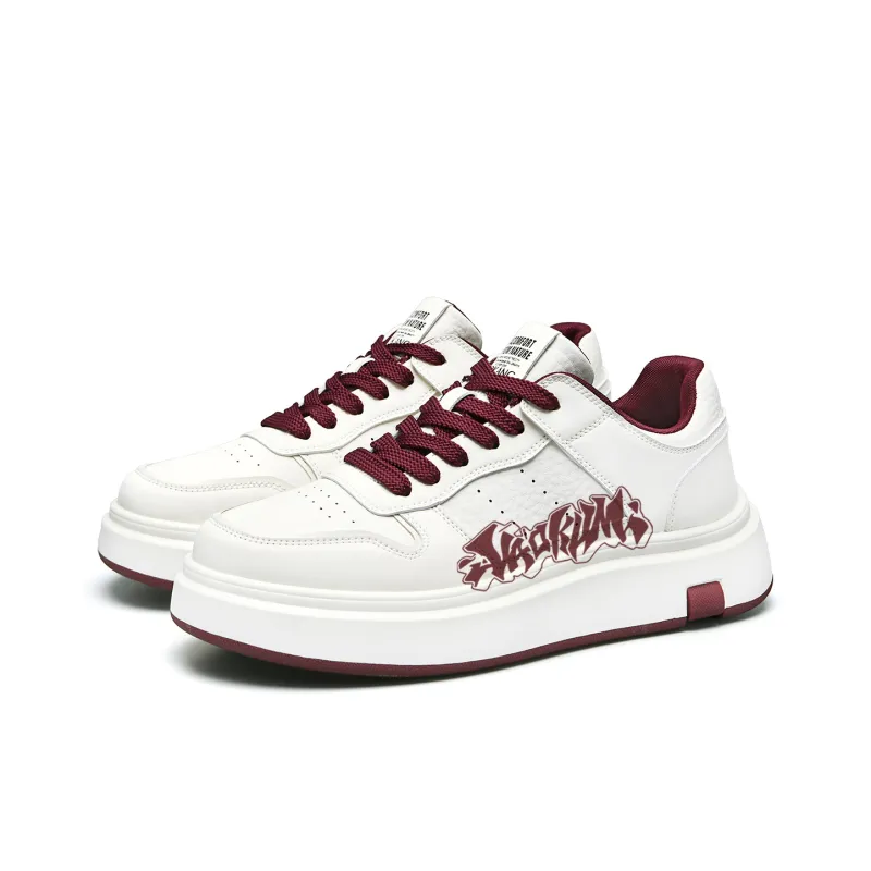 AOKANG Air Force One Series Skateboard Shoes Men Low Top White Red, White Brown-14