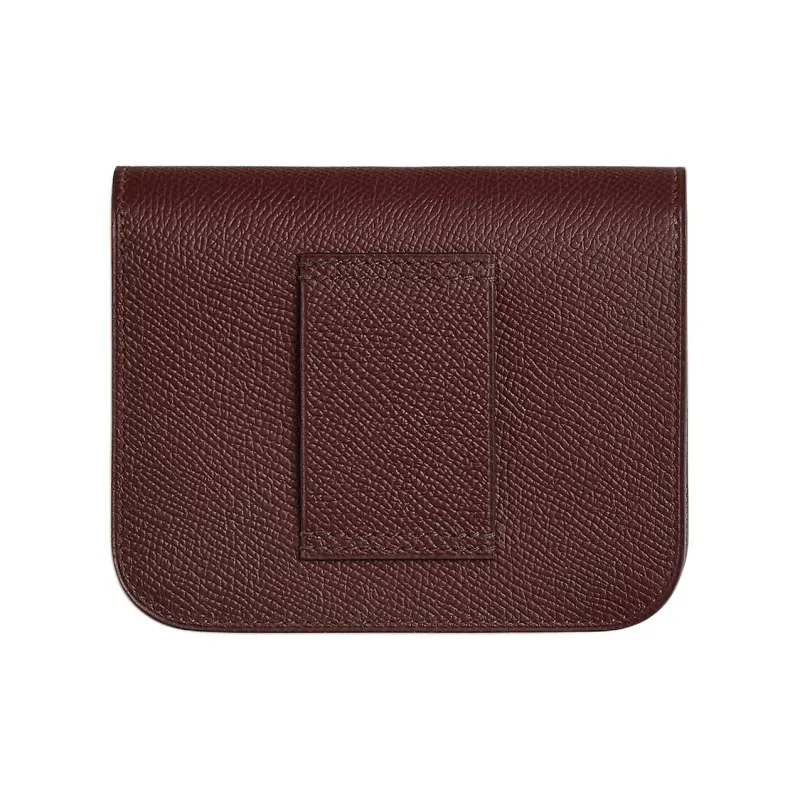 HERMES Constance Slim Epsom Calfskin Wallet Women's 0G Rouge Sellier Saddle Red-1
