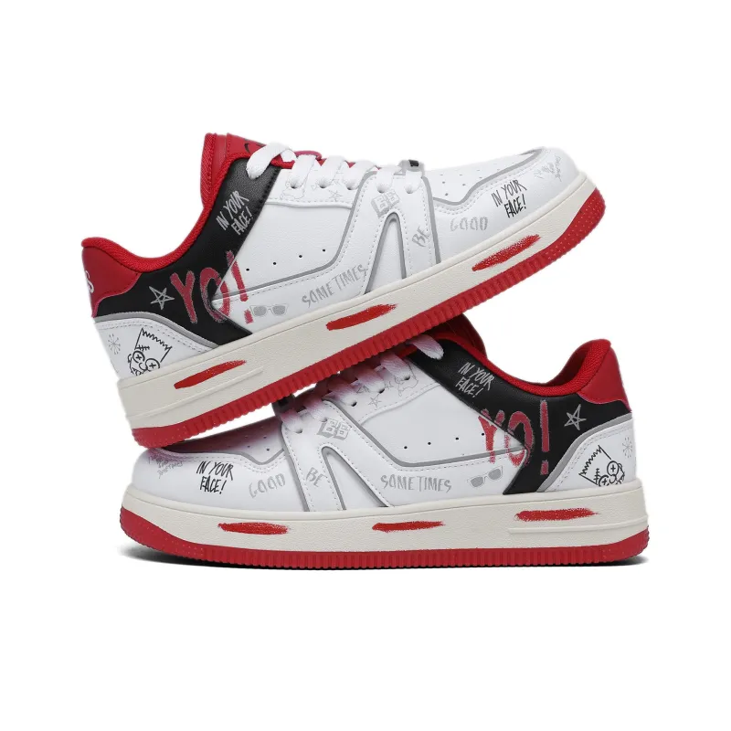 The Simpsons Skateboard Shoes Unisex Low Top Mismatched/White Red/White Black/White-44