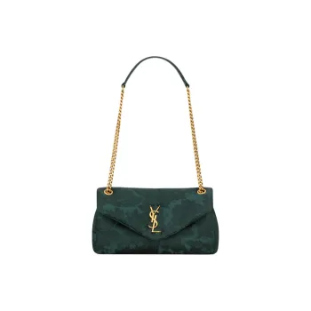 SAINT LAURENT Calypso Viscose Shoulder Bag Small Size Women's Emerald Green