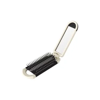 JOYTOUR Milk White Foldable Mini Comb With Mirror Portable And Compact Air Cushion Design Hairdressing Tool