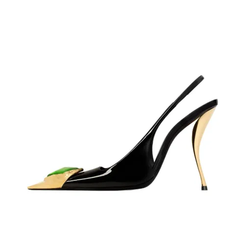 SAINT LAURENT LOULOU Slim Heel High Heels 11cm Women's Black Green
