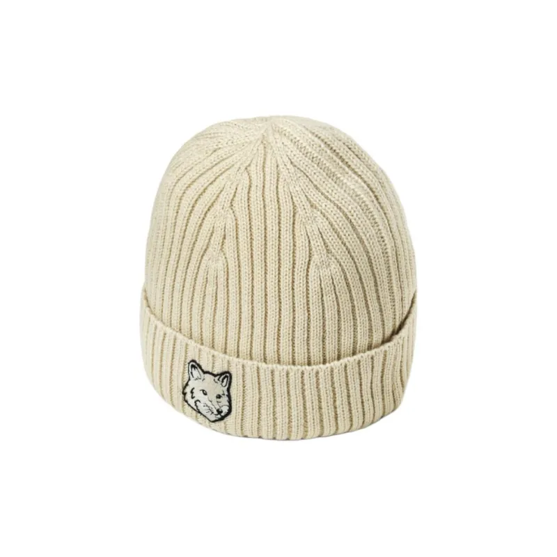 Maison Kitsuné Bold Fox Head Patch Knitted Beanie-2