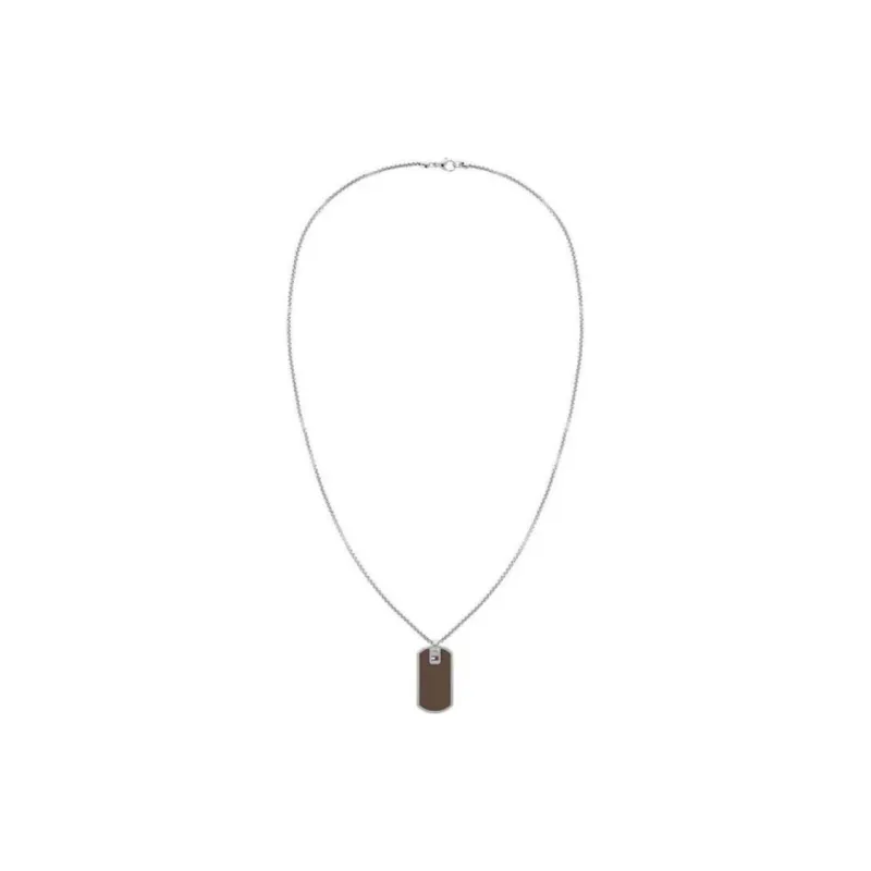 Tommy Hilfiger Stainless Steel Leather Necklaces Men's Silver-1