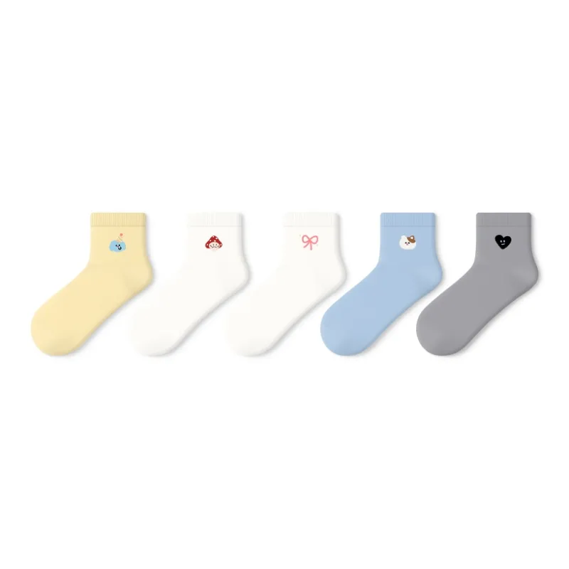 Primeet Ankle Socks Women's 5 Pack Cute Embroidery-0