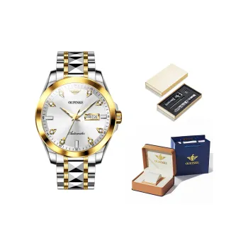 Oupinke Guts Collection Mechanical Movement Stainless Steel Watchband Watch Men's Watches White Dial