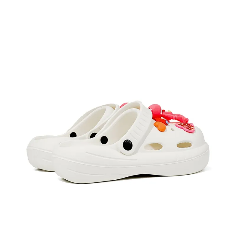 OUBT Pink 3D Effect Frogman Clogs Women's White-6