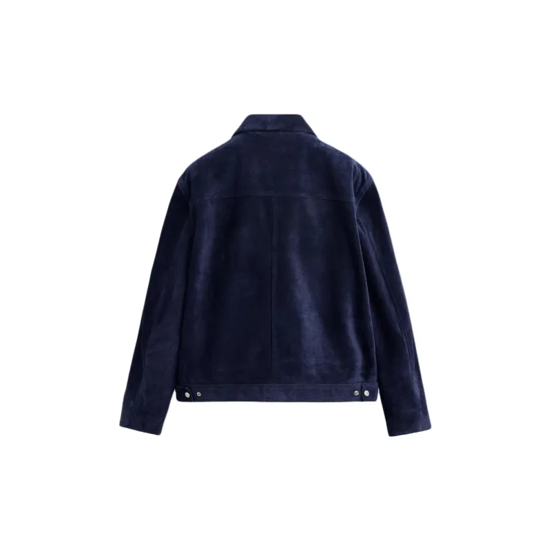 ZARA Leather Jacket Men's Dark Blue-1