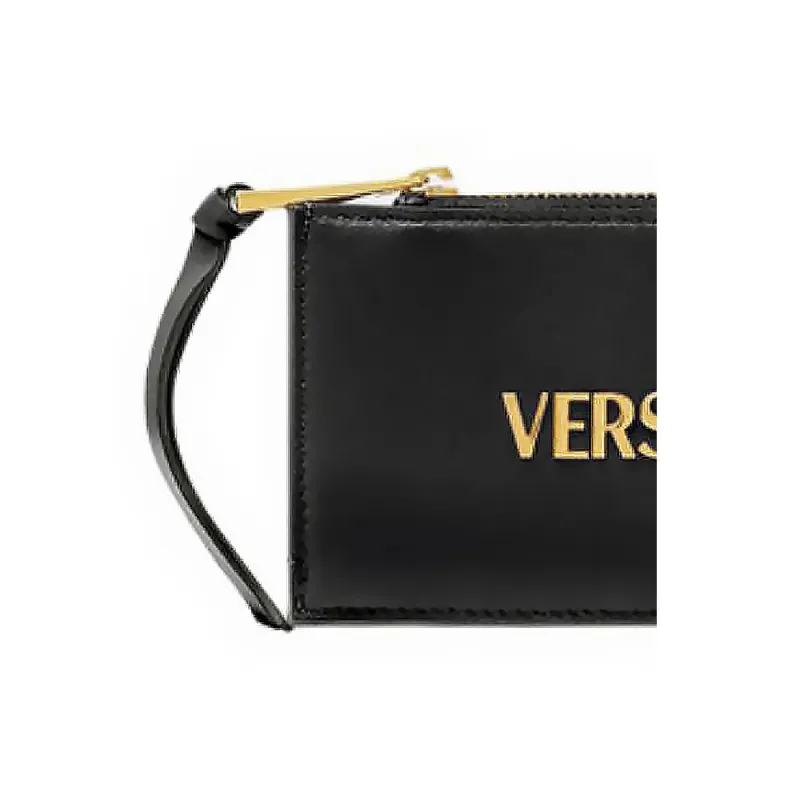 FANSIZHE Tag Lambskin Card Holder Women's Black & Gold-4