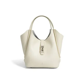 ROBERTA DI CAMERINO Cow Split Leather, Leather Handbag Regular Women's Ecru/Black/Olive Green