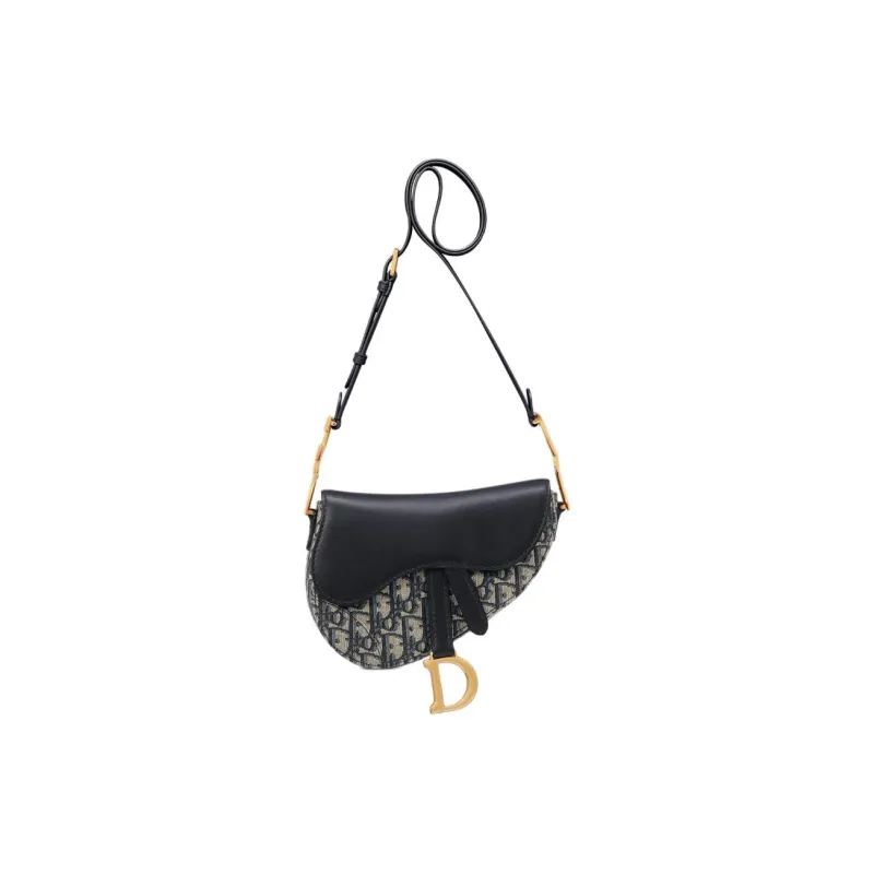 DIOR Cotton Saddle Bag, Shoulder Bag Mini Women's Blue-0