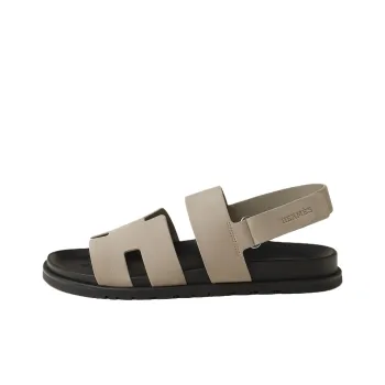 HERMES Genius One Strap Sandals Men's Beige
