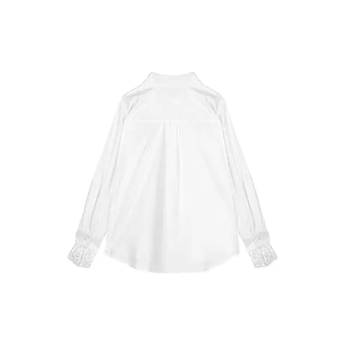 POPO.INFO Shirt Women's White Lace Mock Two Piece-1