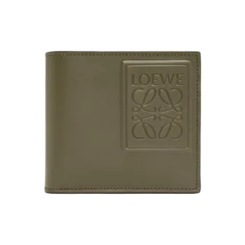LOEWE Satin Calfskin Wallet Men's Khaki Green