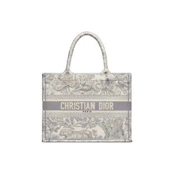 DIOR BookTote Cotton Tote Bag, Shopping Bag, Handbag Medium Size Women's Beige & Gray