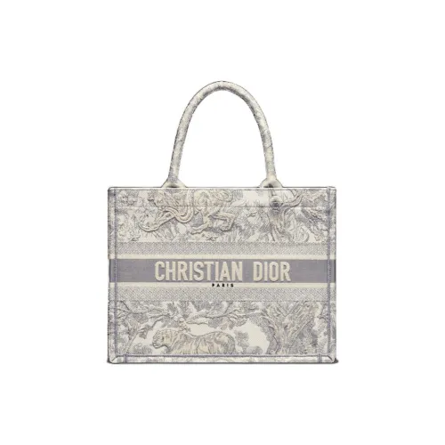 DIOR BookTote Cotton Tote Bag, Shopping Bag, Handbag Medium Size Women's Beige & Gray