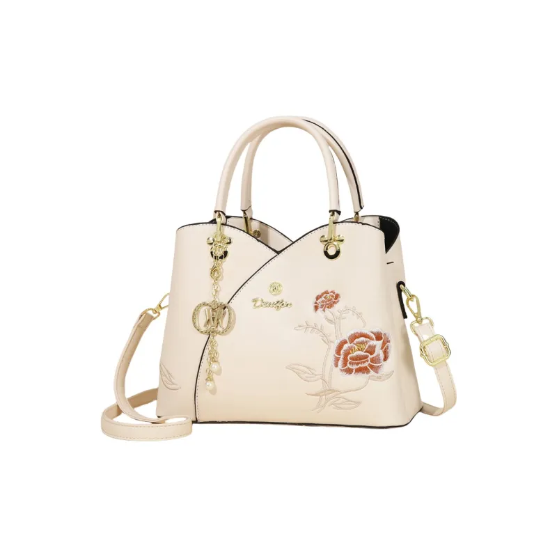 Weymond Leather Handbag Regular Women's Ecru/Blue/Khaki-0