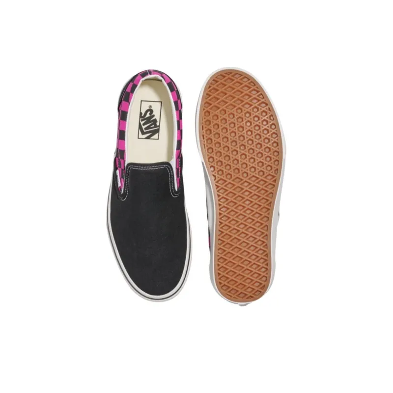 Vans CLASSIC SLIP ON Anti Slip Wear Resistant Low Top Skateboard Shoes Unisex Black Pink-2