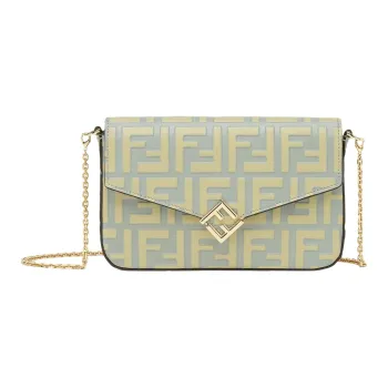 FENDI FF Diamonds Series Calfskin Crossbody Bag Women's Green
