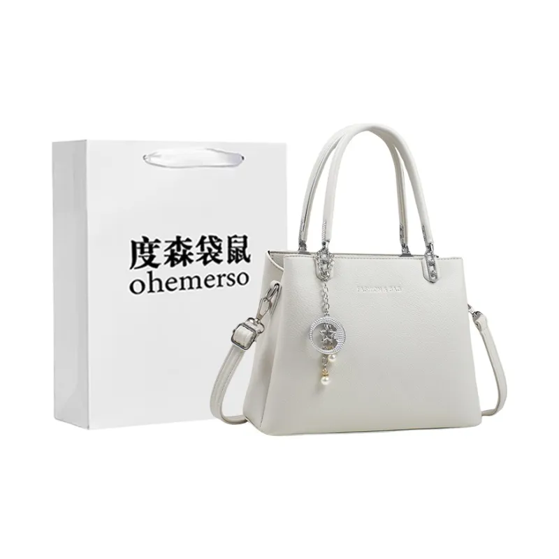 Dusen Kangaroo PU Handbag, Crossbody Bag, Shoulder Bag Regular Women's Ecru/Apricot/Black/Khaki-0