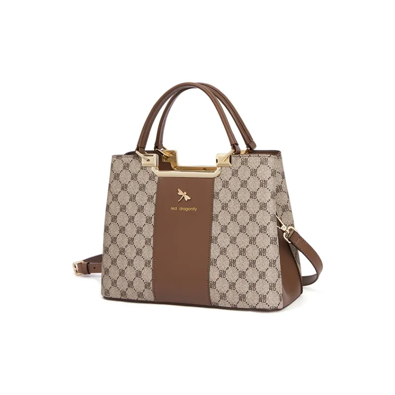 RED DRAGONFLY PVC Handbag Regular Unisex Coffee/Khaki-9