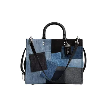 COACH Rogue Denim Shoulder Bag, Crossbody Bag, Handbag Large Size Women's Blue & Black