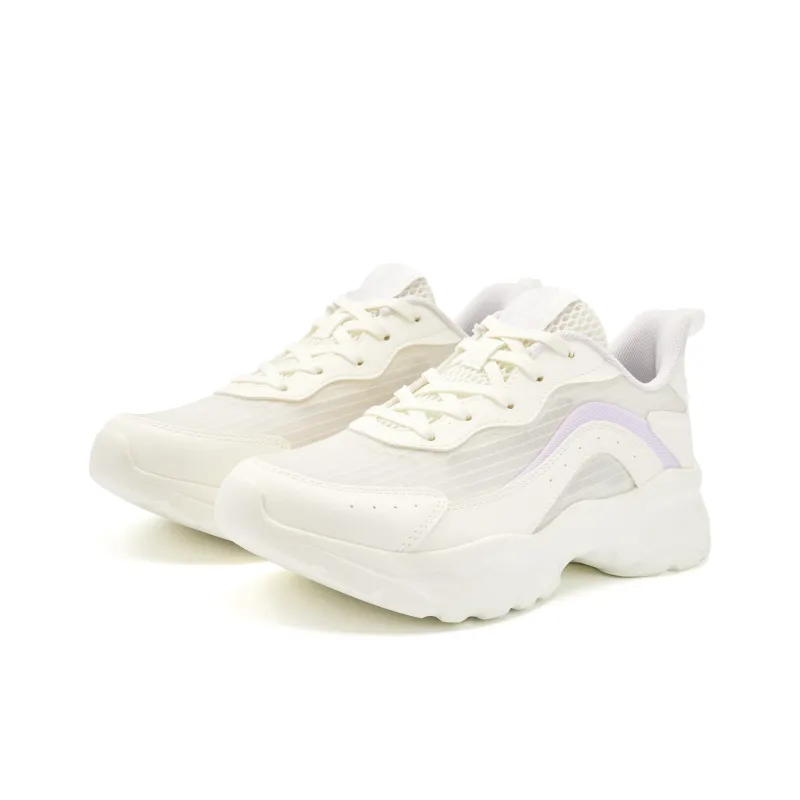 QIAODAN Anti Slip Wear Resistant Low Top Casual Shoes Women's Beige Purple-2