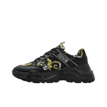 VERSACE JEANS COUTURE Speedtrack Low Top Chunky Sneakers Men's Black & Gold