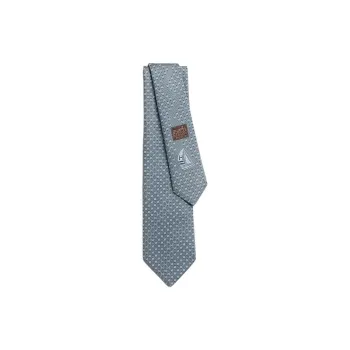 HERMES Mulberry Silk Ties Men's Gray/White