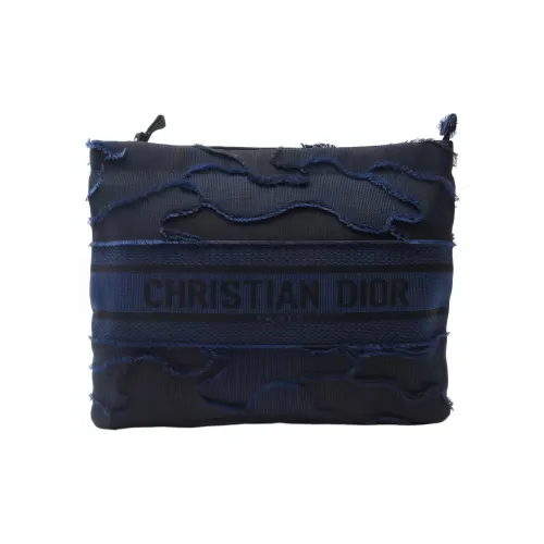 DIOR Embroidery Clutch Medium Size Men's Blue