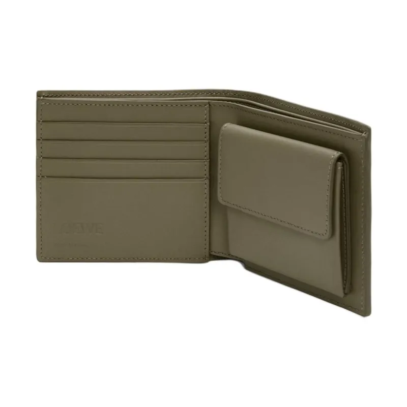 LOEWE Satin Calfskin Wallet Men's Khaki Green-3