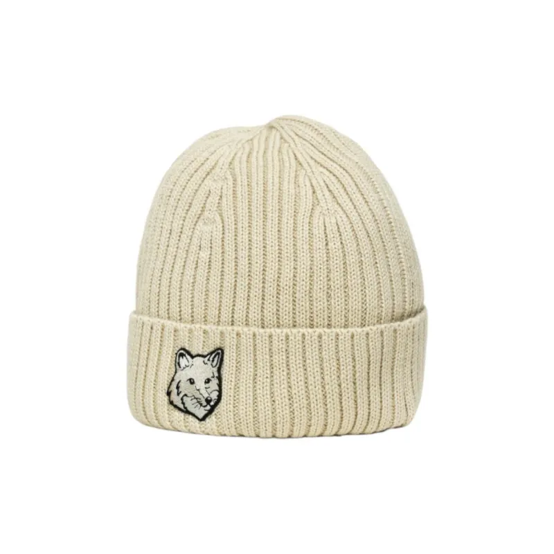 Maison Kitsuné Bold Fox Head Patch Knitted Beanie-1