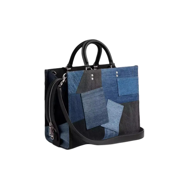 COACH Rogue Denim Shoulder Bag, Crossbody Bag, Handbag Large Size Women's Blue & Black-1